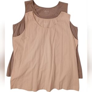 D&Co Women's Sleeveless Tank Tops - Tan and Brown Set
